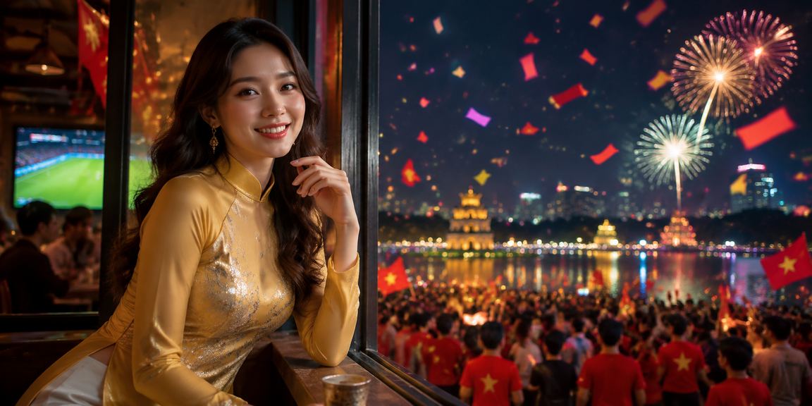 Người phụ nữ mặc áo dài chơi bài tại Hà Nội